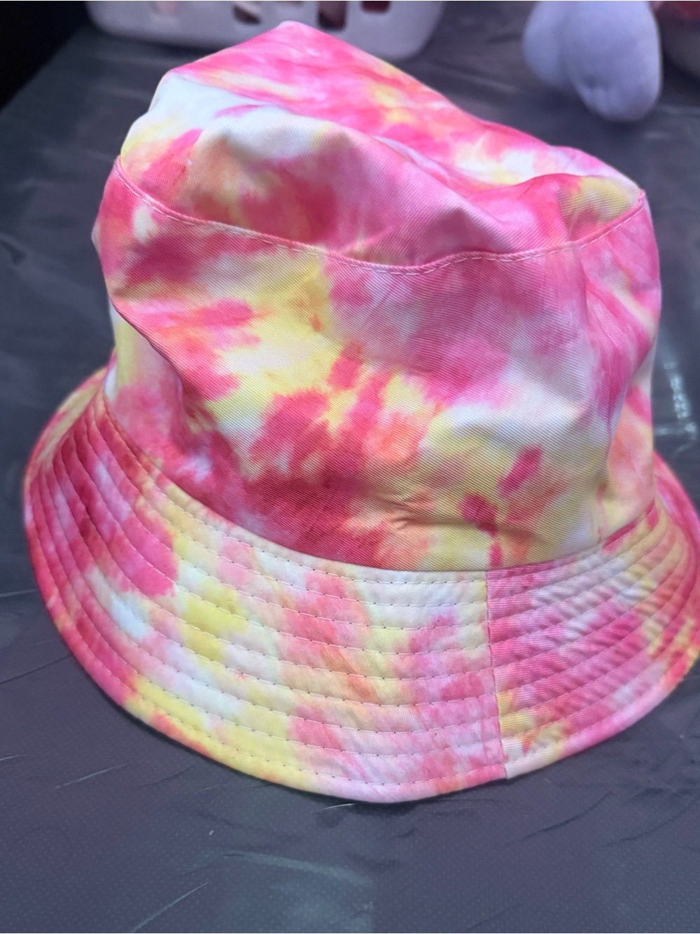 Kids Tie-Dye Bucket Hat - Pink & Yellow